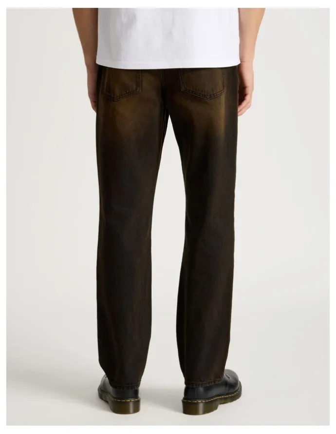 There After Coloured Wash Straight Leg Jeans in Brown