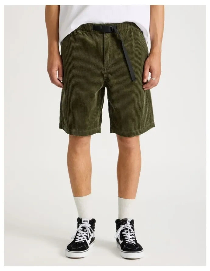 There After Corduroy Shorts with Built-In Belt in Olive