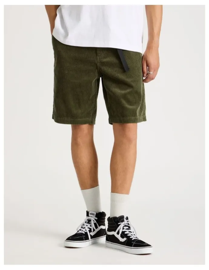 There After Corduroy Shorts with Built-In Belt in Olive