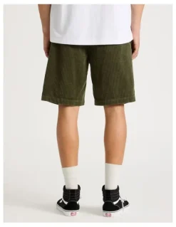 There After Corduroy Shorts with Built-In Belt in Olive