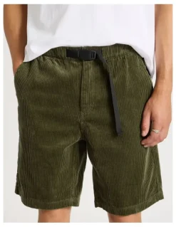 There After Corduroy Shorts with Built-In Belt in Olive