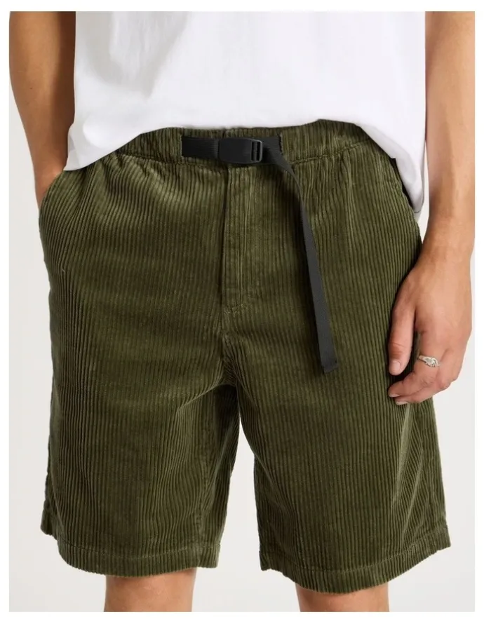 There After Corduroy Shorts with Built-In Belt in Olive