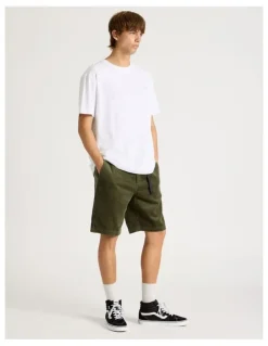 There After Corduroy Shorts with Built-In Belt in Olive