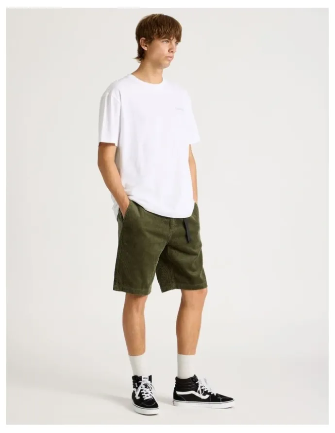 There After Corduroy Shorts with Built-In Belt in Olive