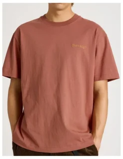 There After Core Embroidered Logo Oversized Short Sleeve Tee in Burnt Orange