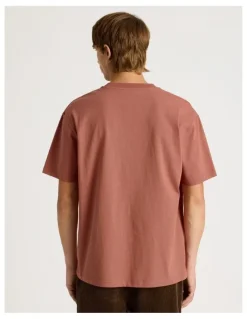 There After Core Embroidered Logo Oversized Short Sleeve Tee in Burnt Orange