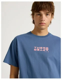 There After Core Logo Boxy Fit Short Sleeve Tee in Blue