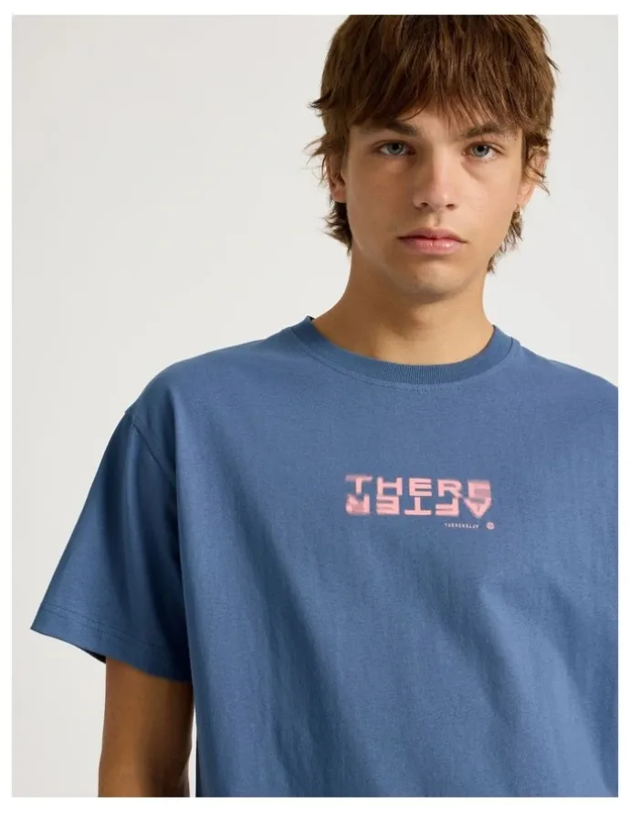 There After Core Logo Boxy Fit Short Sleeve Tee in Blue