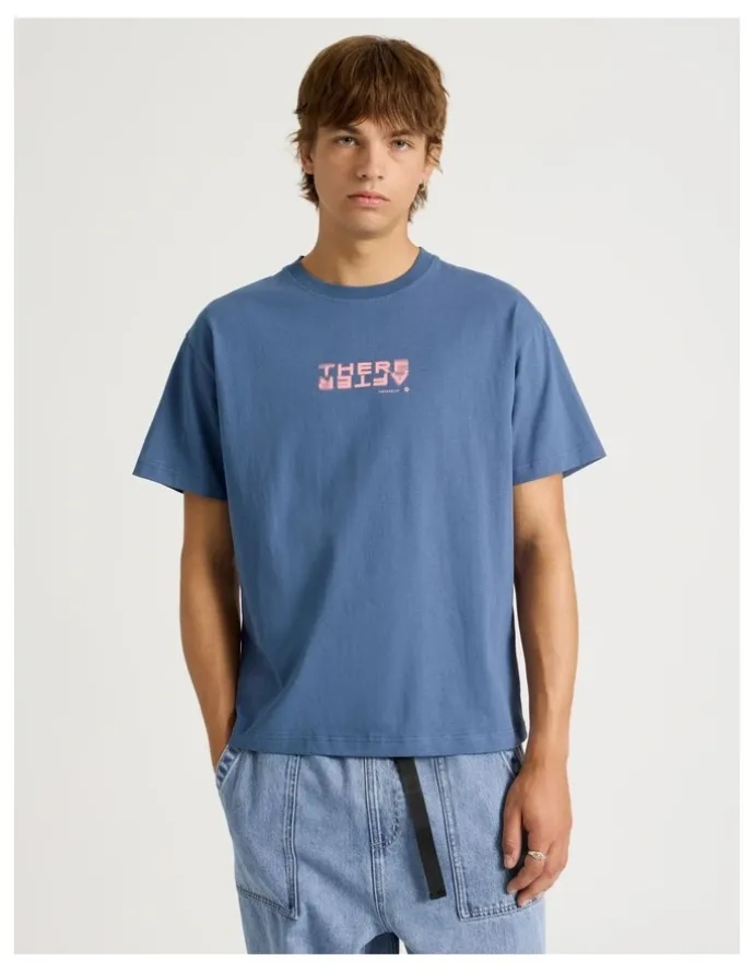 There After Core Logo Boxy Fit Short Sleeve Tee in Blue
