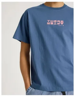 There After Core Logo Boxy Fit Short Sleeve Tee in Blue