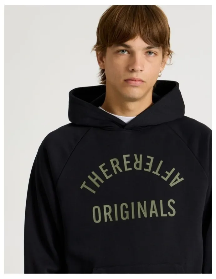 There After Core Terry Hooded Pullover Sweater in Black