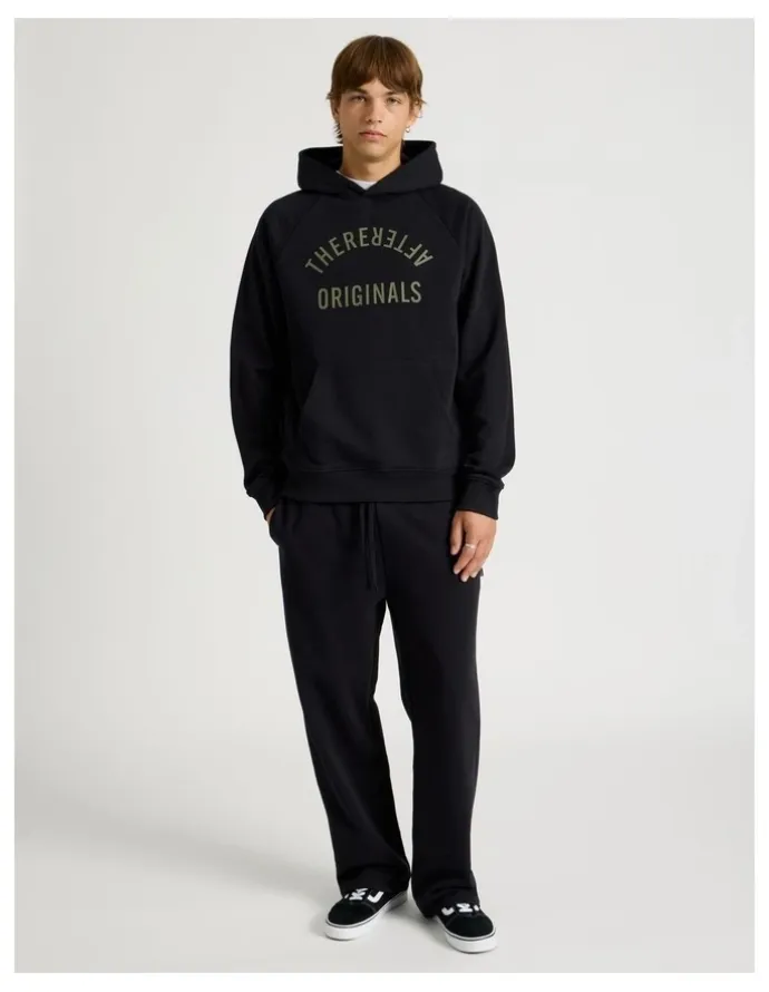 There After Core Terry Hooded Pullover Sweater in Black