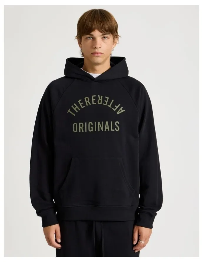 There After Core Terry Hooded Pullover Sweater in Black