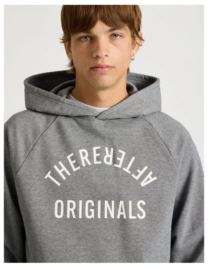 There After Core Terry Hooded Pullover Sweater in Grey