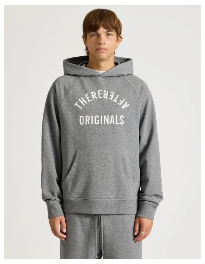 There After Core Terry Hooded Pullover Sweater in Grey
