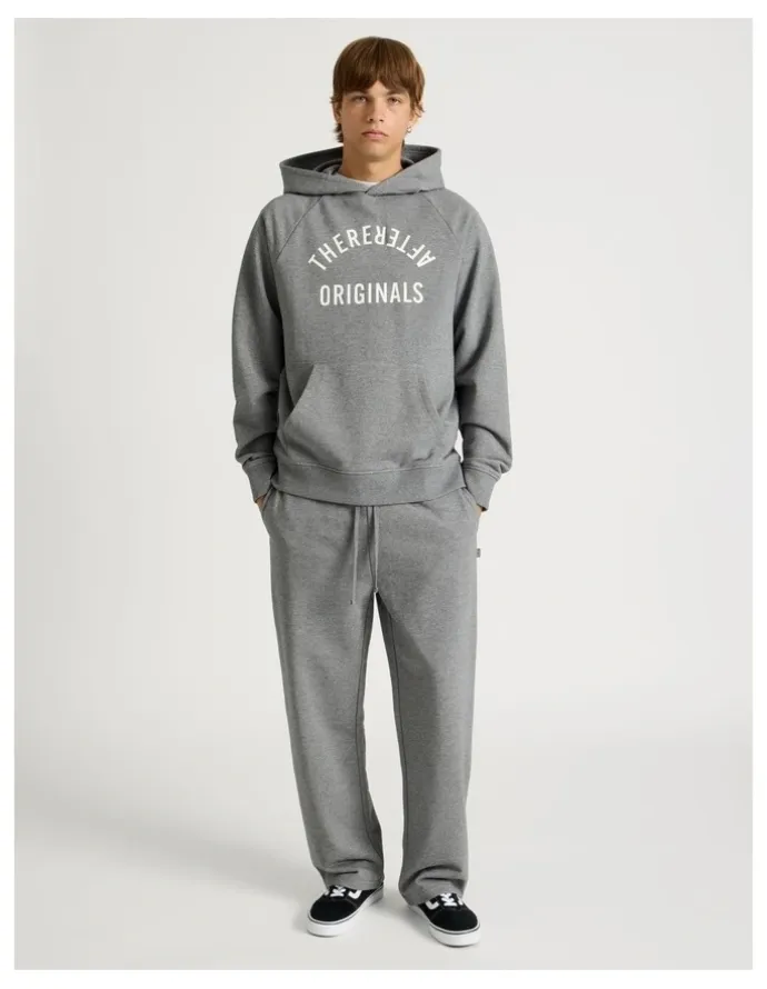 There After Core Terry Hooded Pullover Sweater in Grey
