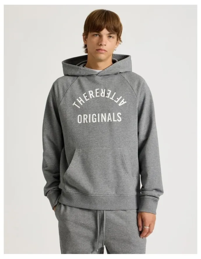 There After Core Terry Hooded Pullover Sweater in Grey