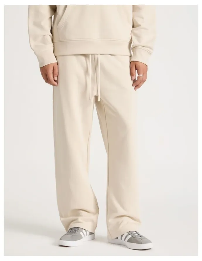 There After Core Wide Leg Terry Track Pants in Stone
