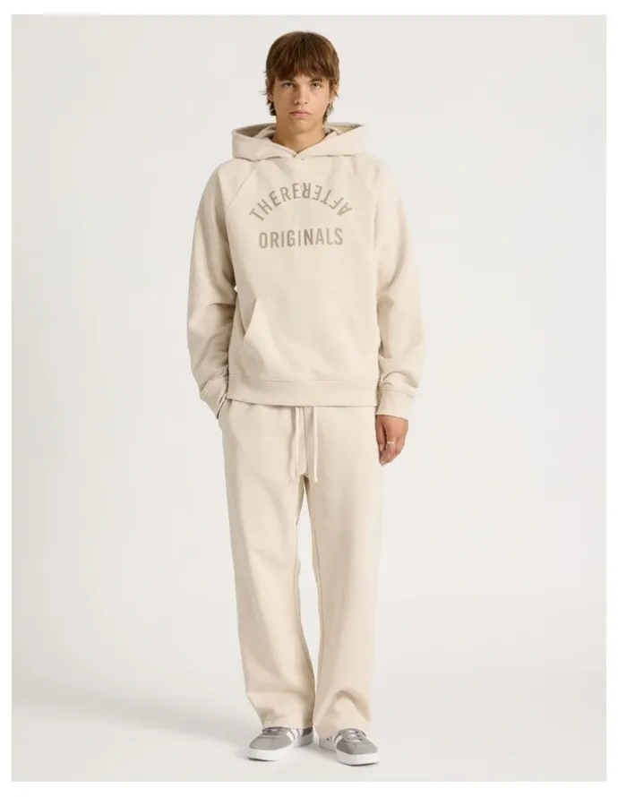 There After Core Wide Leg Terry Track Pants in Stone