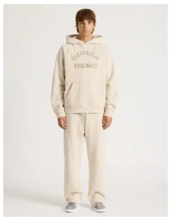 There After Core Wide Leg Terry Track Pants in Stone