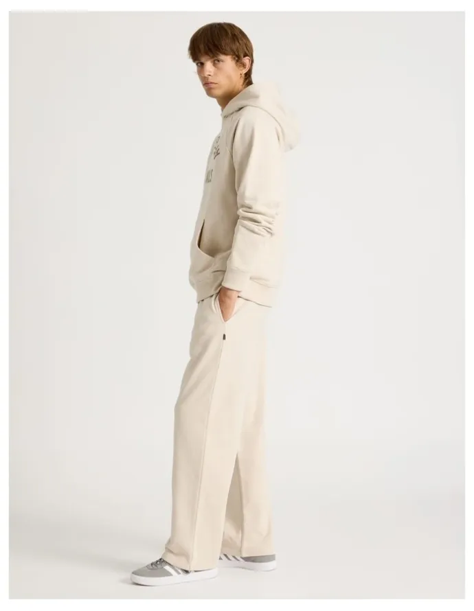 There After Core Wide Leg Terry Track Pants in Stone