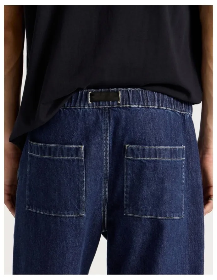 There After Denim Shorts with Built-In Belt in Dark Denim