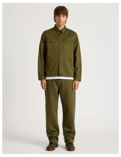There After Double Pocket Long Sleeve Shirt in Olive