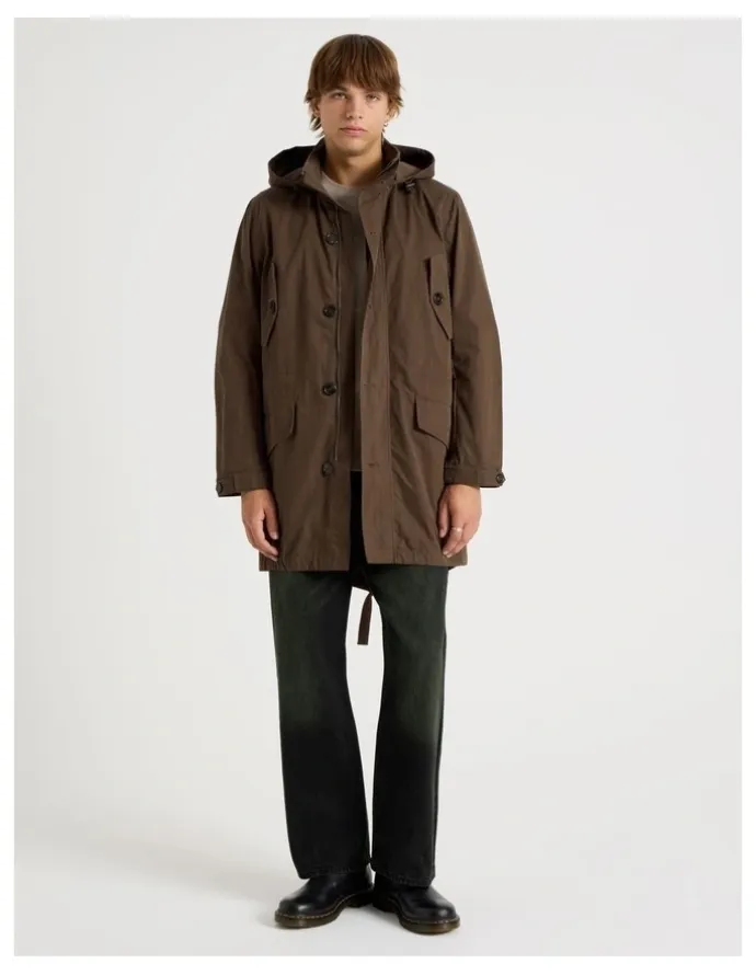 There After Fishtail Parka Jacket in Dark Brown