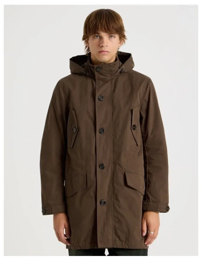 There After Fishtail Parka Jacket in Dark Brown
