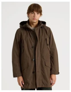 There After Fishtail Parka Jacket in Dark Brown