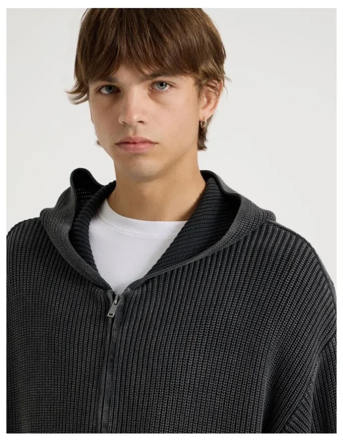There After Gothic Zip Thru Knit in Black