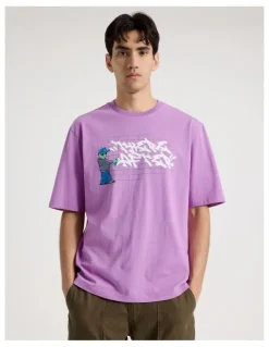 There After Graffiti Print Short Sleeve Tee in Purple