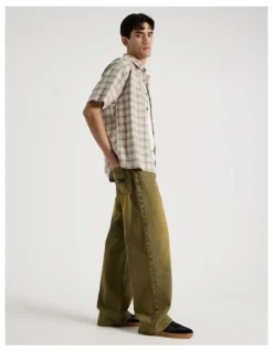 There After Graffiti Short Sleeve Shirt in Cream Check
