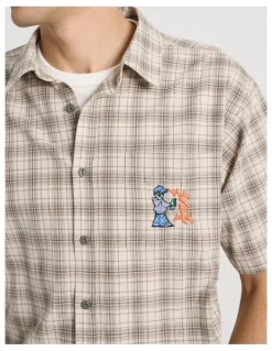 There After Graffiti Short Sleeve Shirt in Cream Check