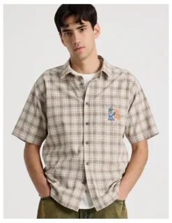 There After Graffiti Short Sleeve Shirt in Cream Check