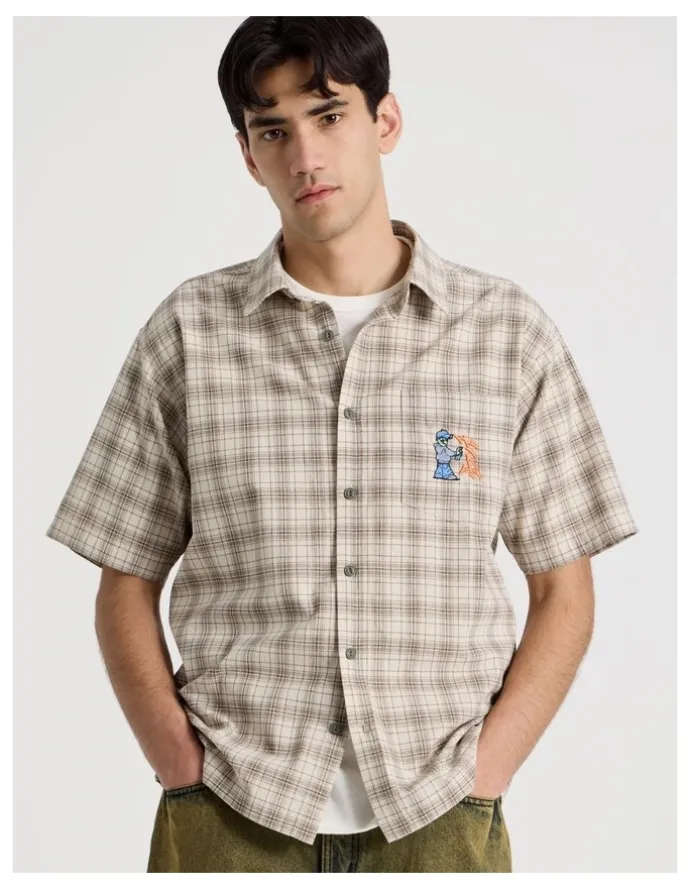 There After Graffiti Short Sleeve Shirt in Cream Check
