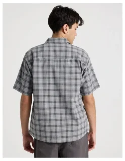 There After Graffiti Short Sleeve Shirt in Grey Check