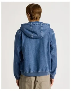 There After Hooded Denim Jacket in Blue