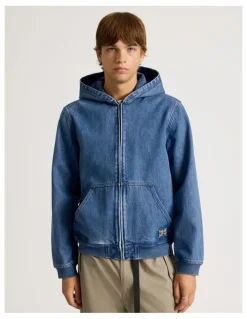 There After Hooded Denim Jacket in Blue