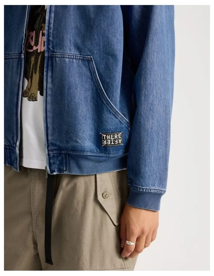 There After Hooded Denim Jacket in Blue