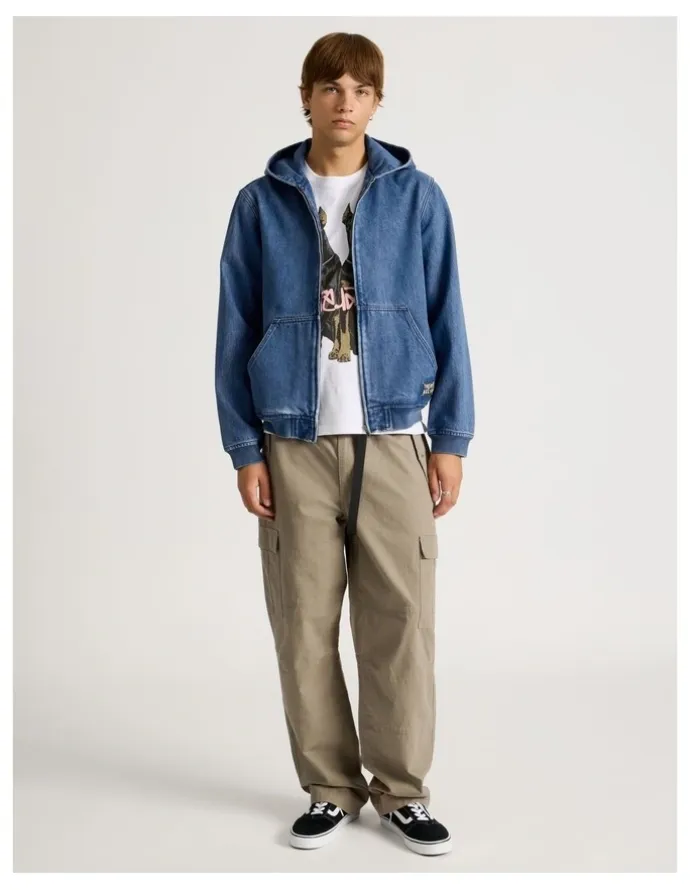There After Hooded Denim Jacket in Blue