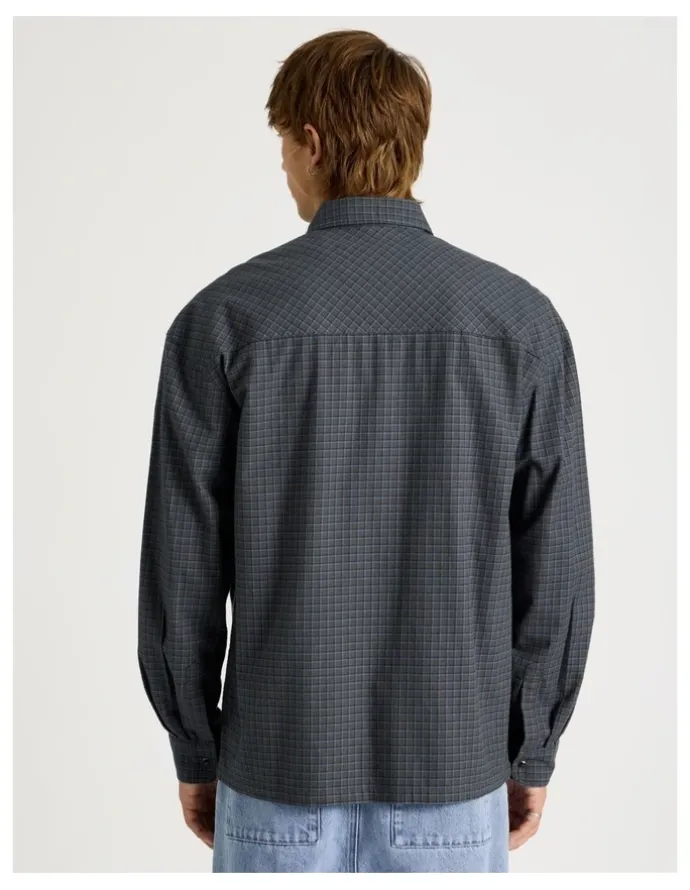 There After Lightweight Check Long Sleeve Shirt in Charcoal