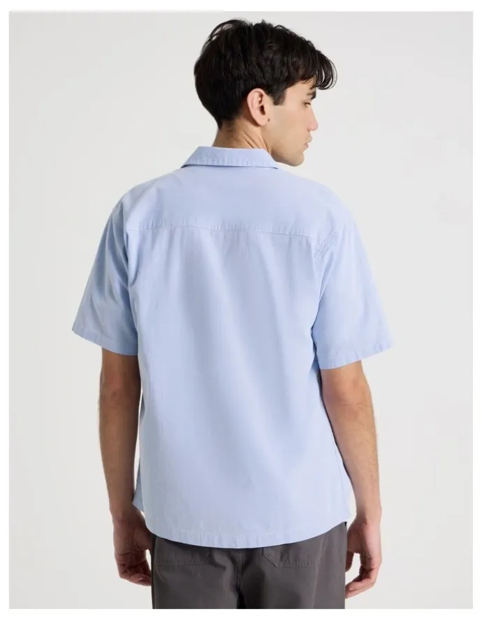 There After Logo Short Sleeve Shirt in Light Blue Stripe