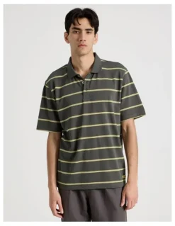 There After Logo Short Sleeve Polo in Petrol Stripe