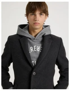 There After Longline Tailored Coat in Charcoal Marle