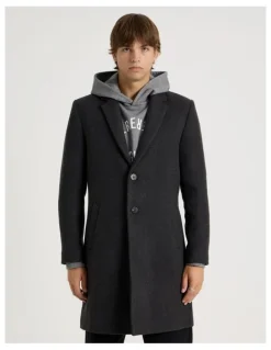 There After Longline Tailored Coat in Charcoal Marle