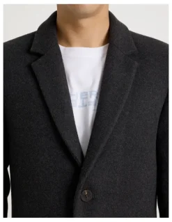 There After Longline Tailored Coat in Charcoal Marle