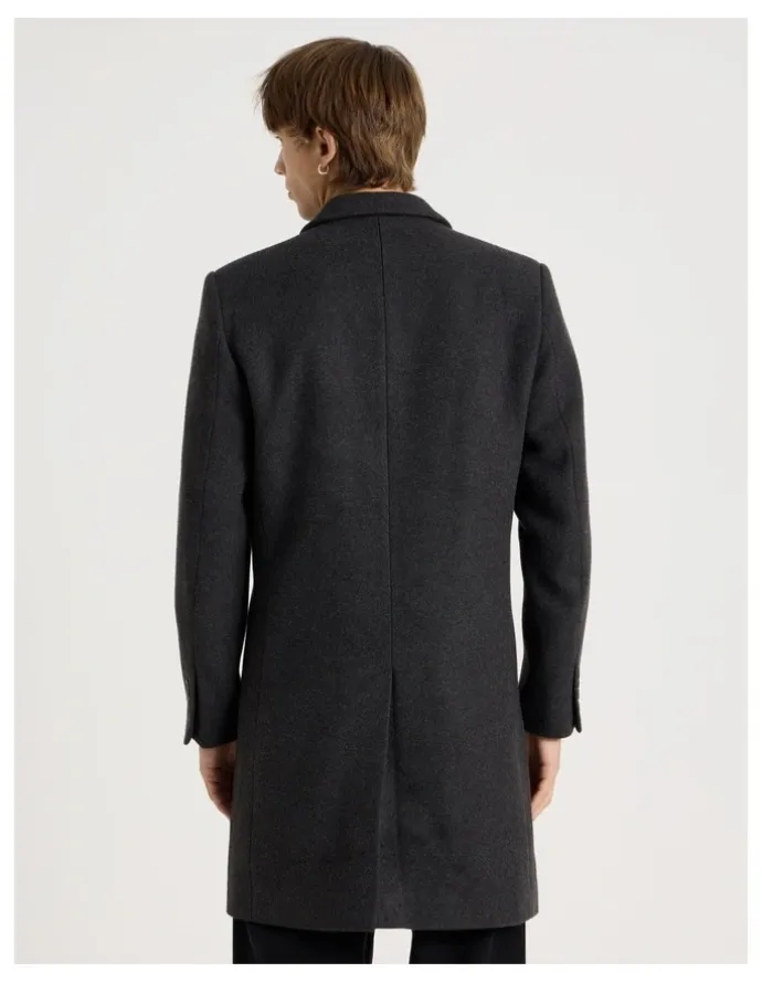 There After Longline Tailored Coat in Charcoal Marle