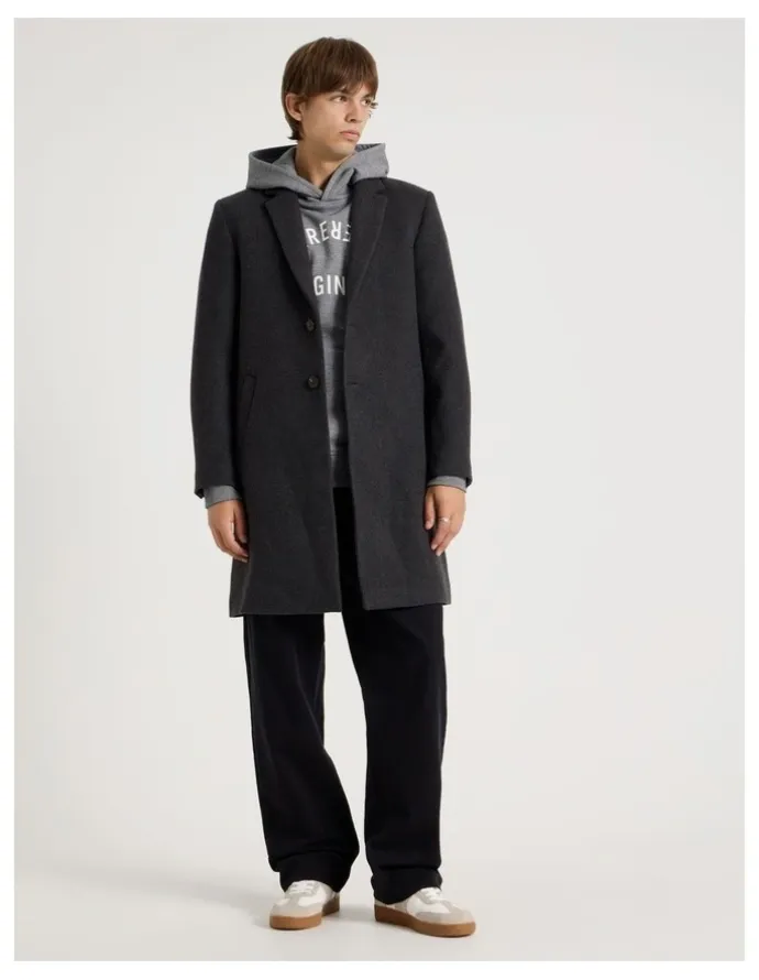 There After Longline Tailored Coat in Charcoal Marle