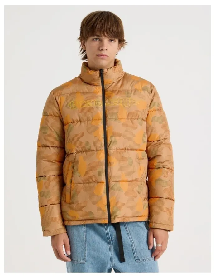 There After Mid Length Puffer Jacket in Orange Camo